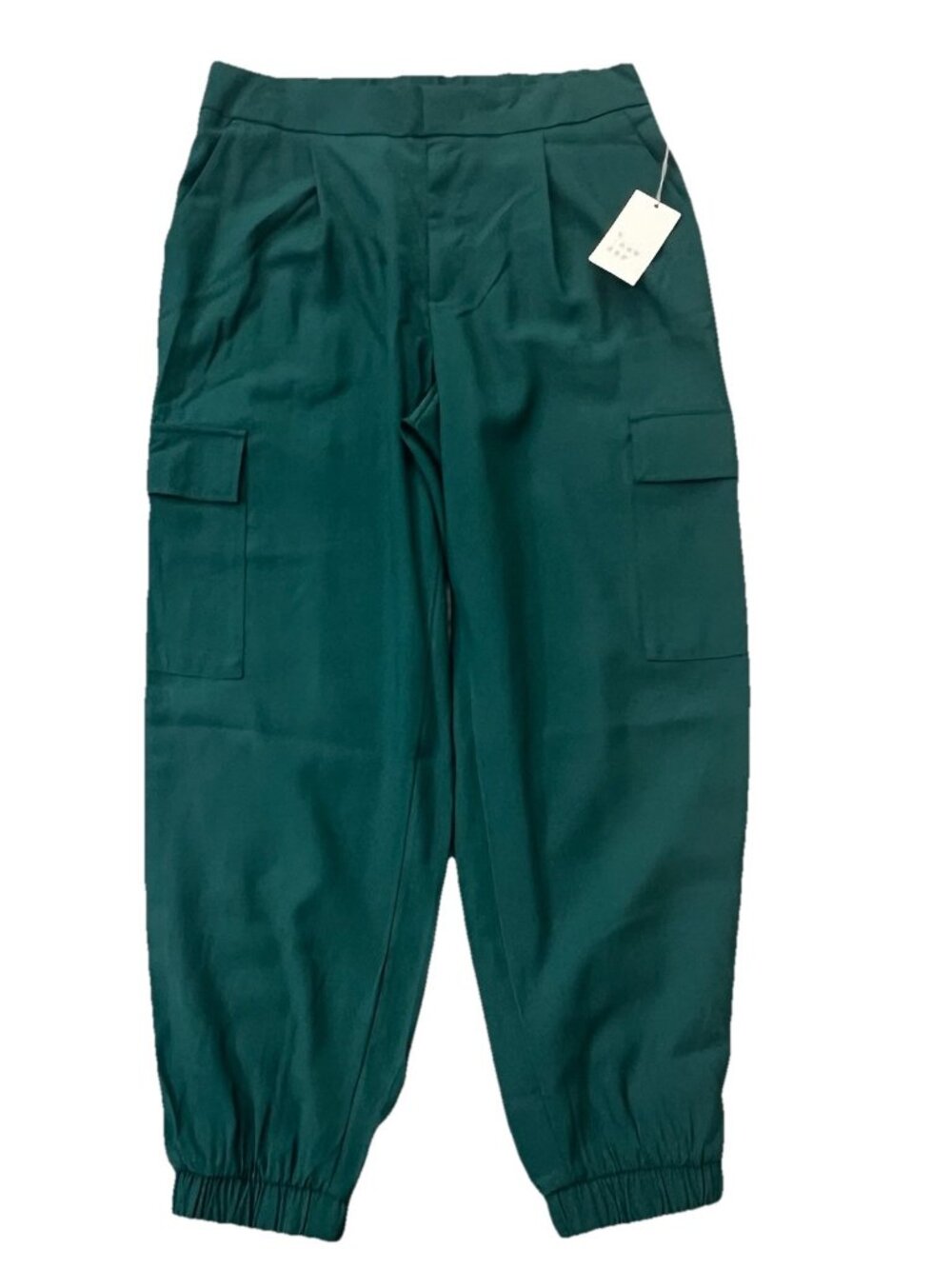 A New Day Women’s Jogger Cargo Pants Size 10 Green Casual Elastic Pockets